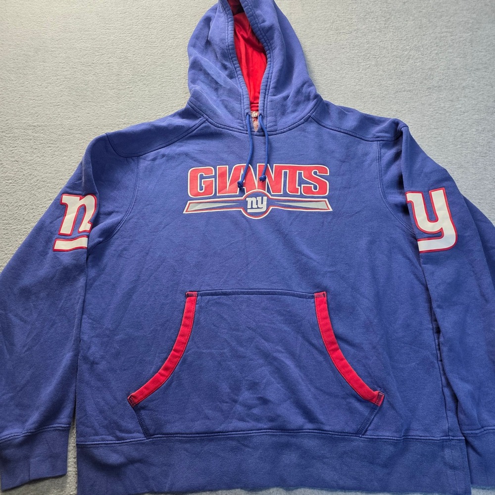 New York Giants NFL‎ Hoodie Men's Medium Blue Red Pullover Sweatshirt Logo